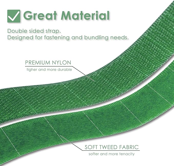 Garden Tie Green Strap Plant Supports Gentle on Plants Pre-Cut Design Tearable Reusable Sturdy Multi-Purpose for Home Garden Balcony Office (32.8ft × 0.6 inch, Green, 3 Packs)