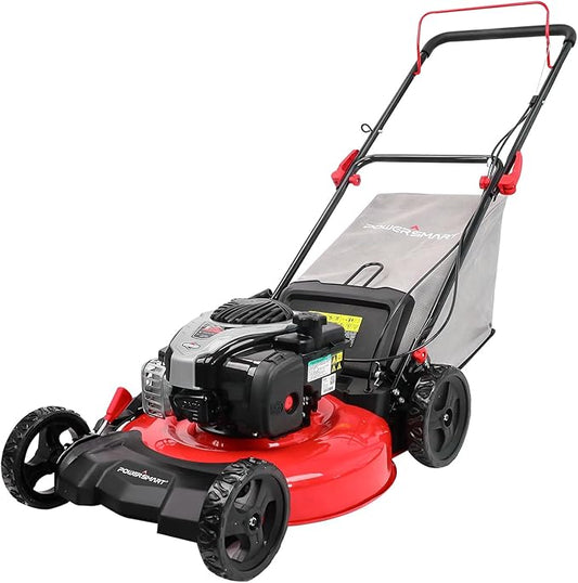 PowerSmart 21 in. Gas Lawn Mower with 140cc Briggs and Stratton E550 Engine, Push Mower with Mulch, Side-Discharg, Bagger, 6-Positions Adjustable Cutting Height