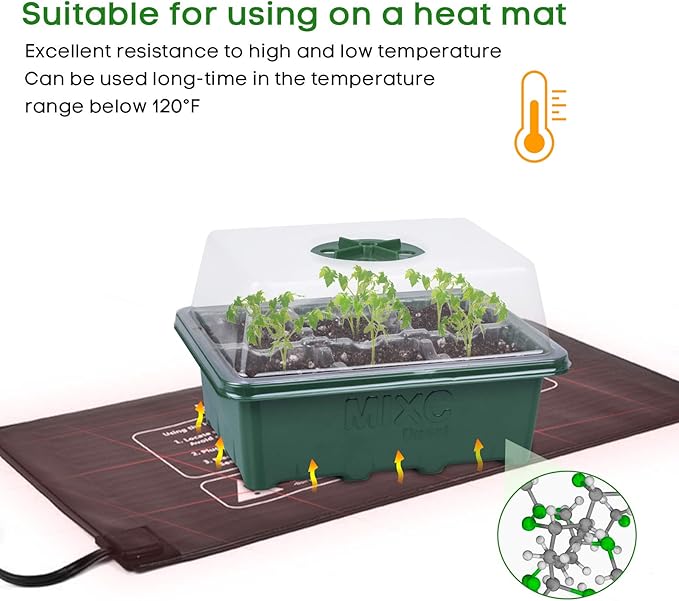 MIXC 10 Packs Seed Starter Tray Seed Starter Kit (60 Cells Total Tray) Seed Starting Trays Plant Starter Kit and Base Mini Greenhouse Germination Kit