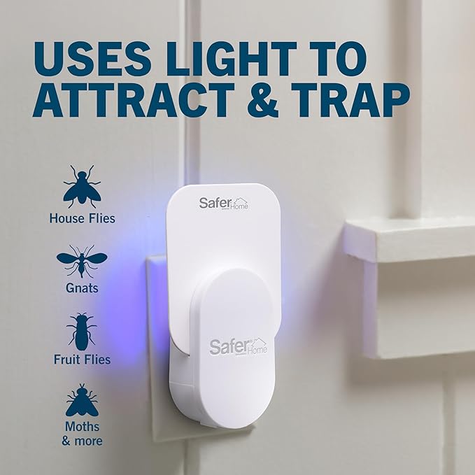 Safer Home Indoor Plug-in Fly Trap - SH502-2SR - Effective Fruit Fly Traps for Indoors, Gnat Traps for House Indoor, 800 Total Sq Ft Protection - 2 Devices + 2 Glue Cards