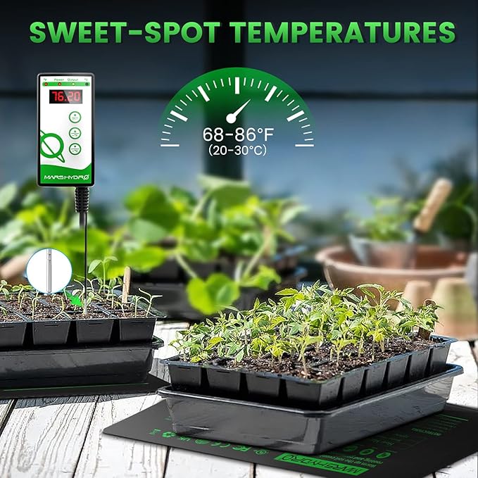 MARS HYDRO 10''x 20.75'' Seedling Heat Mat with Thermostat Combo Set，Heating Pad for for Germination, Indoor Gardening, Greenhouse