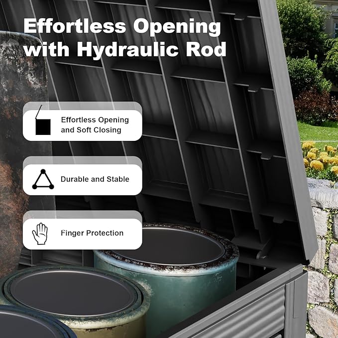 45 Gallon Outdoor Storage Box – Resin Deck Box with Lockable Lid, Waterproof Patio Furniture Storage for Tools, Garden & Yard Organization