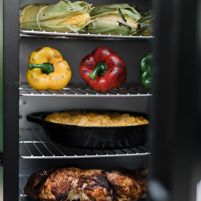 Masterbuilt®710 WiFi Digital Smoker, Vertical Design, 711 Cooking Sq. Inches, 4 Chrome Coated Smoking Racks, Wood Chip Loader, Electric Fuel Source to Plug in and Start Cooking, Black Model MB20070924