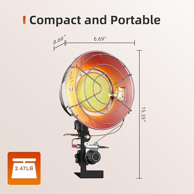 GASLAND Outdoors 15,000 BTU Propane Single Tank Top Heater, with Shut-off Valve and Tip-over Switch, Portable LP Gas Heater for Camping, Garage, Porch, Outdoor Events