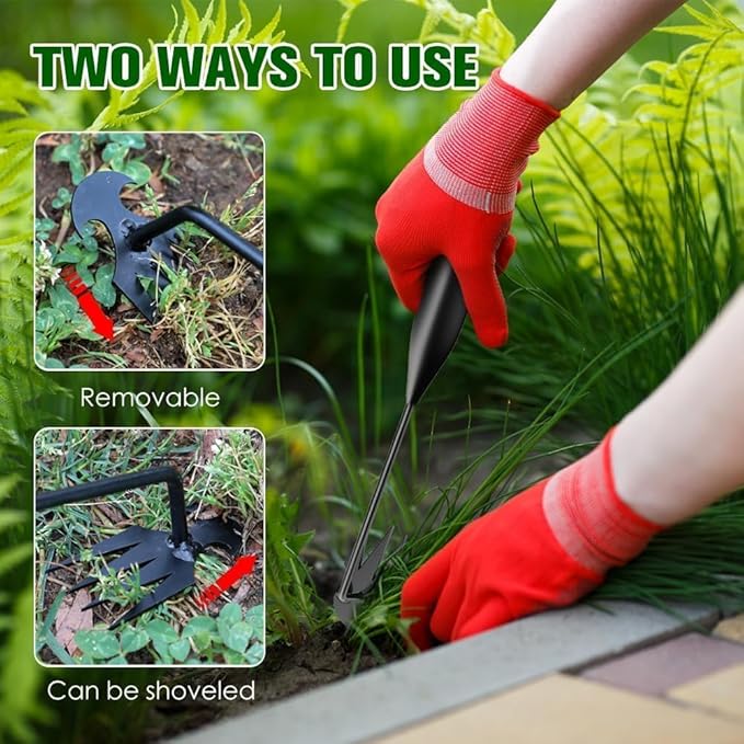 2Pcs Weed Puller Tool, Weeding Artifact Uprooting Steel Hand Weeder Tool for Garden Yard Farm - Durable Manganese, Manual Multifunctional Weeding Artifact Kit (Black)