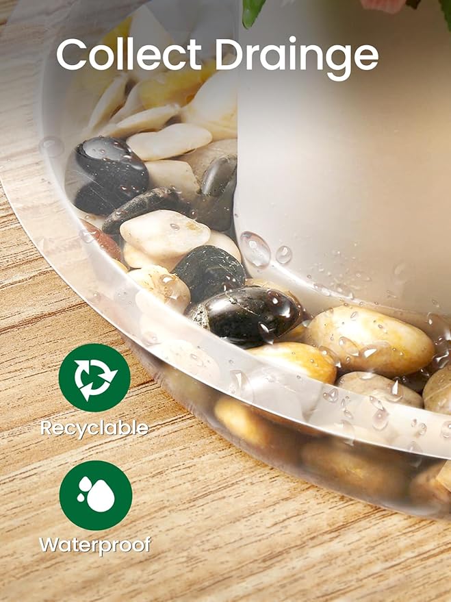 GROWNEER 15 Packs 6 Inches Clear Plant Saucers Flower Pot Trays, with 15 Pcs Plant Labels, Plastic Plant Saucer Drip Trays for Indoor Outdoor Plants Garden