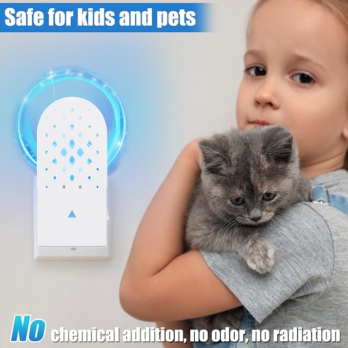 Indoor Fly Trap Plug-in, Extra UV Tube + 5 Refills Indoor Bug Zapper for Gnat, Mosquitoes, Moth, Flying Insect Trap with 365nm UV Light & Safety Switch, Child & Pet Safe Bedroom, Kitchen, Plantings