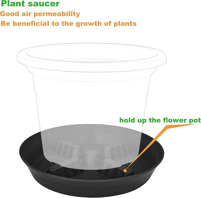 4 Pack Plant Saucer 10 inch, 8 12 14 17 inch, Plant Stand Plastic Plant Saucers for Indoors Outdoor, Heavy Duty Flower Plant Risers for Inside Pots, Pot Saucers for Plants, Grow Bags Saucers