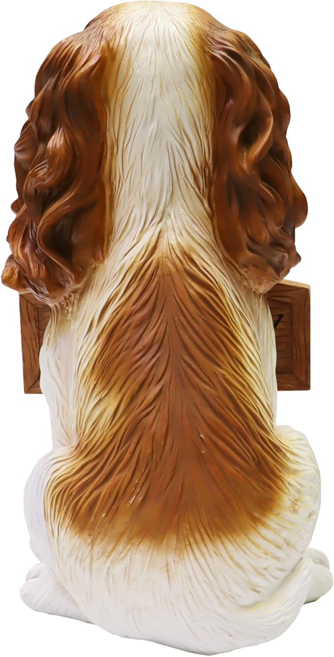Nature's Mark Cocker Spaniel Dog Puppy Statue with Reversible Welcome Sign and Go Away Sign Resin Garden Decor 12" H