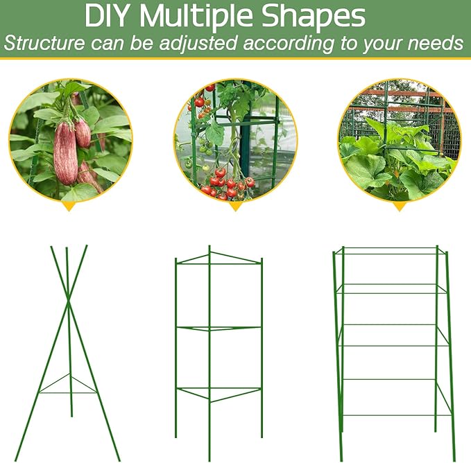 Halatool 2 Pack Tomato Cages for Garden,Up to 48in(4FT) Adjustable Tomato Cage,Garden Stakes Tomato Trellis for Pots,Tomato Plant Support for Raised Garden Bed&Climbing Vegetables Flowers(Green)