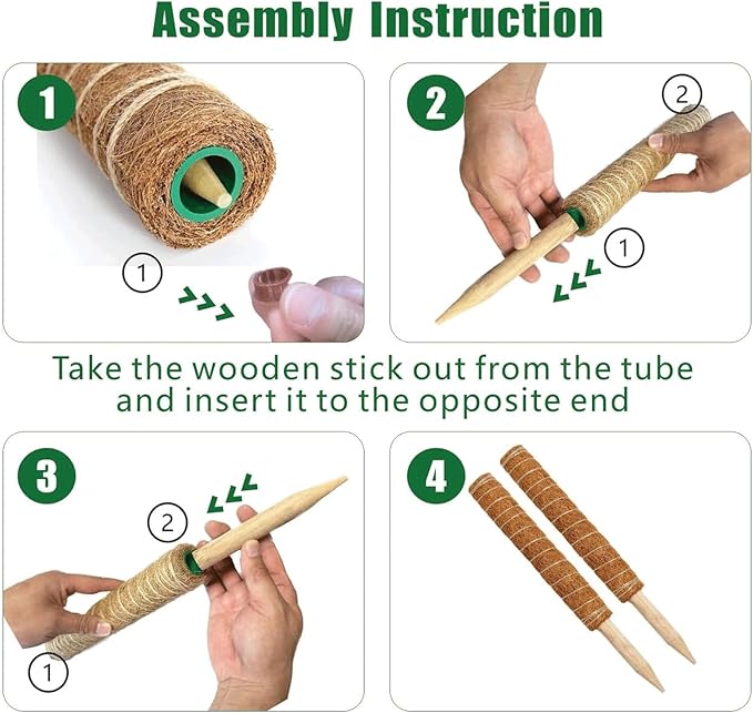 Moss Pole, 4Pack 21 Inch Plant Support Stakes for Indoor Plants, Monstera Plant Support Stakes, 69 Inch Tall Coir Plant Pole Sticks for Potted Plants, Pothos, Philodendron, Climbing Plants Accessories