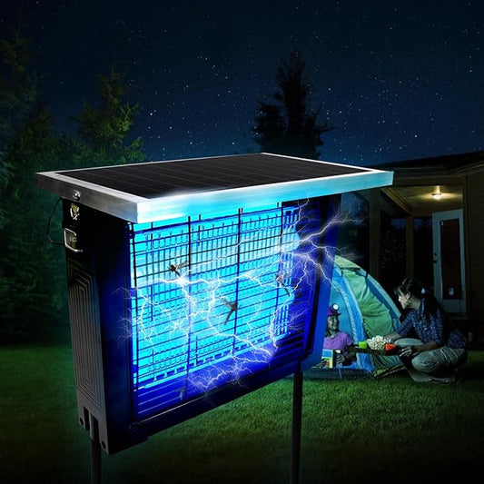 Solar Bug Zapper Outdoor for 2000 sq.ft, Portable Mosquito Zapper with 13 FT Extension Cord, Rechargeable Electric Fly Zapper with High Powered for Patio Garden Backyard RV Camping Pond Pest Control