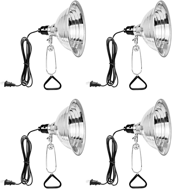 Simple Deluxe Clamp Lamp Light with 8.5 Inch Adjustable Aluminum Reflector and 6 Feet Cord, up to 150W E26 Socket (no Bulb Included), Silver and Black, 4 Pack