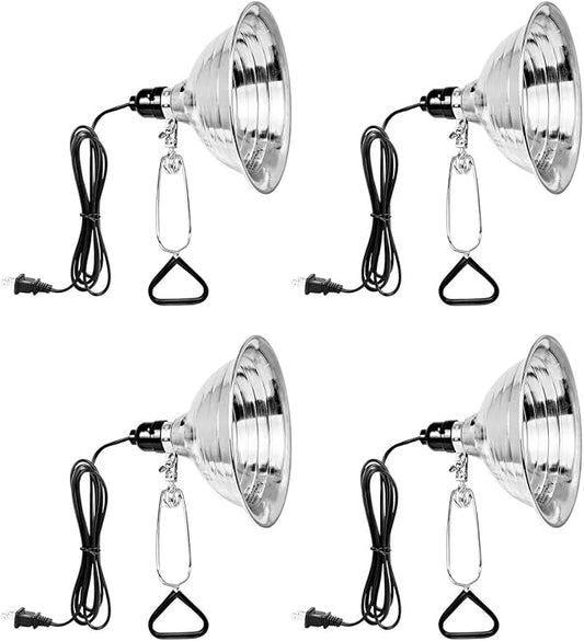Simple Deluxe Clamp Lamp Light with 8.5 Inch Adjustable Aluminum Reflector and 6 Feet Cord, up to 150W E26 Socket (no Bulb Included), Silver and Black, 4 Pack