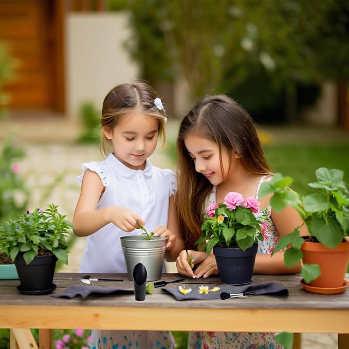 Garden Hand Tools, Indoor Plant Tools Set - Plant Repotting Mat Kit,Mini Garden Transplanting Tools for Indoor Outdoor Miniature Fairy Flower Plant Care (28PCS Black Set)