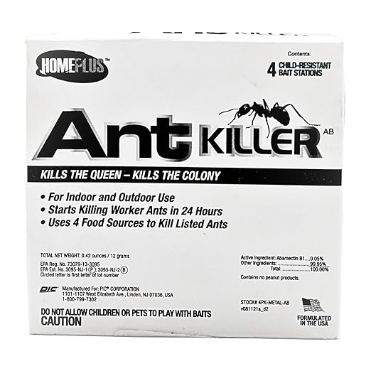 Homeplus Ant Bait Traps, Outdoor & Indoor Ant Killer, 4 Metal Stations with 4 Food-Based Attractants, Child-Resistant Design, Formulated with Abamectin B1, Ready-to-Use Bait Station
