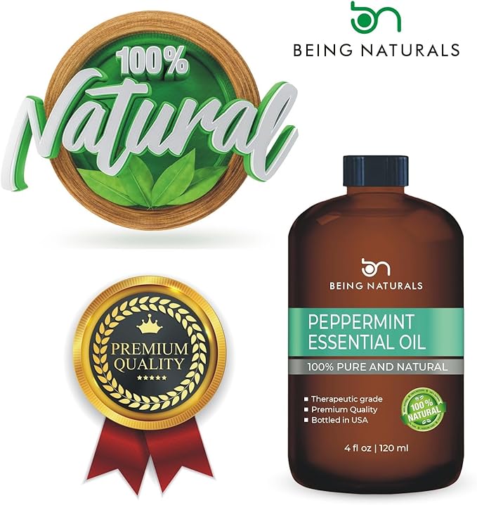 Peppermint Essential Oil - Huge 4 FL OZ - 100% Pure & Natural – Premium Natural Oil with Glass Dropper (Peppermint Oil)