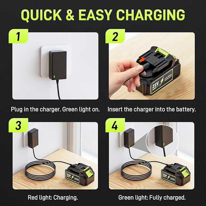 Aokia Leaf Blower, 21V Electric Cordless with Battery and Charger - 6 Speed Mode Handheld Powered Air Blower - Lightweight Leaf for Lawn Care, Patio Cleaning, Blowing Leaves and Dust