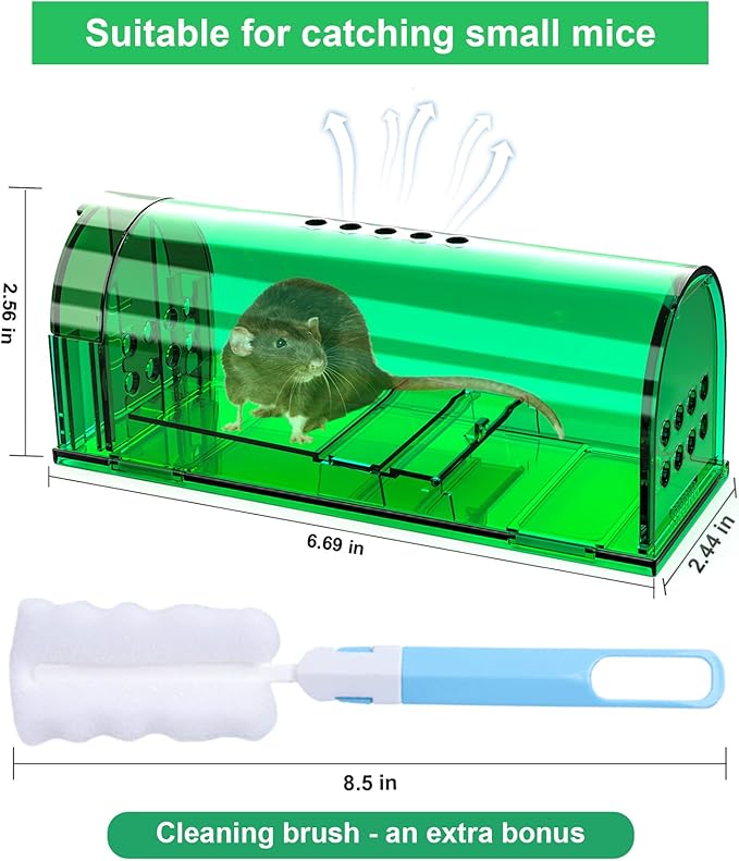 6 Pcs Humane Mouse Traps Indoor for Home, Live Mouse Trap, Reusable Mice Trap Catcher for House & Outdoors