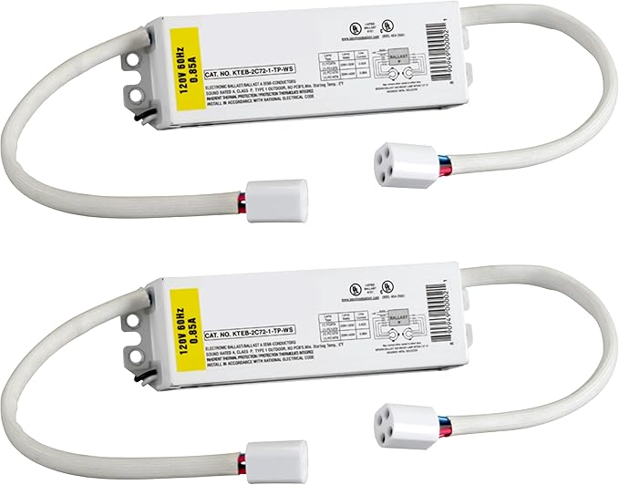 Replacement for Keystone KTEB-2C72-1-TP-WS 2 Lamp Circline Electronic Fluorescent Ballast with Normal Light Output | 120V Input with Rapid Start Operation | 0.80 Ballast Factor, UL-Approved |Pack of 2