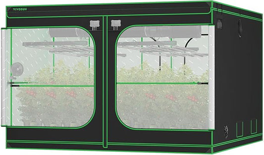 VIVOSUN P108 120"×120"×80" PRO Grow Tent, with Thick 1 inch Poles, Strengthened High Reflective Mylar Oxford Fabric, Extra Hanging Bars & High CFM Kit for Hydroponics Indoor Plant for VSFD6500×4