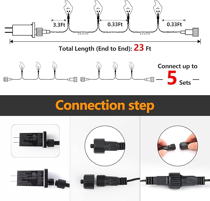 60 LED Halloween String Lights - 20ft Purple Ghost String Light Plug in with Timer, 8 Modes, Extendable, Waterproof - Spooky Decor for Outdoor Garden Yard House Bedroom Holiday Party Decorations