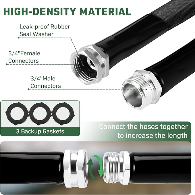 Garden Hose, 100ft Non-Expandable, Lightweight Water Hose, Leakproof & Durable Design, Easy to Store for Gardening, Car Washing, Pet Bathing