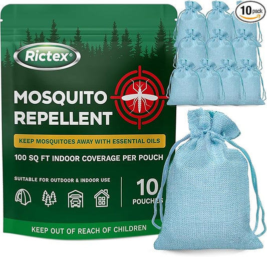 Mosquito Repellent Outdoor Patio & Yard: Natural Citronella & Peppermint Oil Pouches – Safe for Kids & Pets – Essential Oils Formula – Mosquitoes Repeller – Camping & Backyard (10 Pouch)
