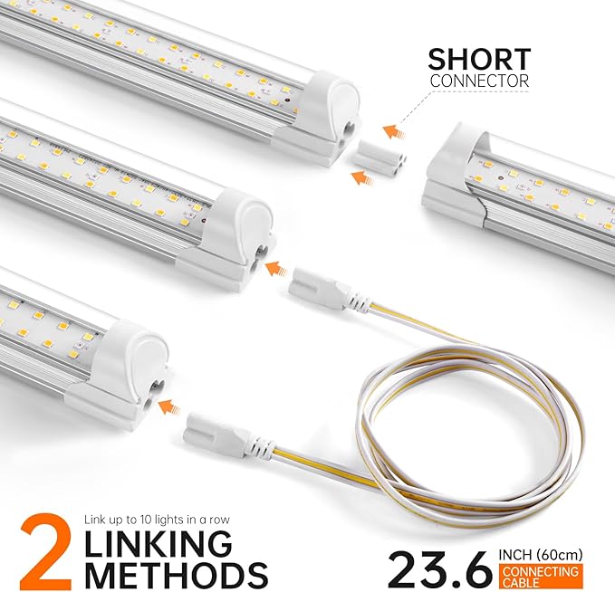 T8 Grow Light, 1.4FT 108W (6 x 18W) Plant Lights for Indoor Growing, Full Spectrum with 660nm Red LEDs, 3467K, Ideal for Indoor Plants, Greenhouse, Linkable Design with On/Off Switch, 6-Pack