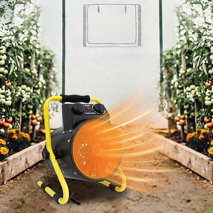 COOS BAY 1500W Portable Electric Space Heater, Outdoor Greenhouse Heater for Grow Tent, Garage, Workshop, Patio, RV – Radiant Heat, Overheat Protection, IPX4 Water Resistant, 1 Pack, Black
