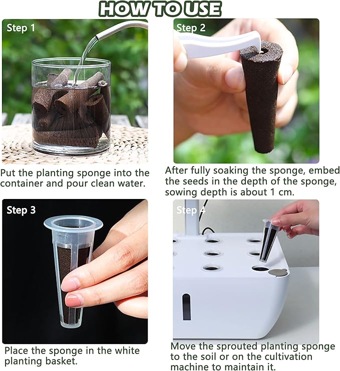 100 PCS Hydroponic Growing Kit Plant Seed Starter Pods Kit Replacement Grow Sponges Seed Suitable for Mushroom Grow Kit