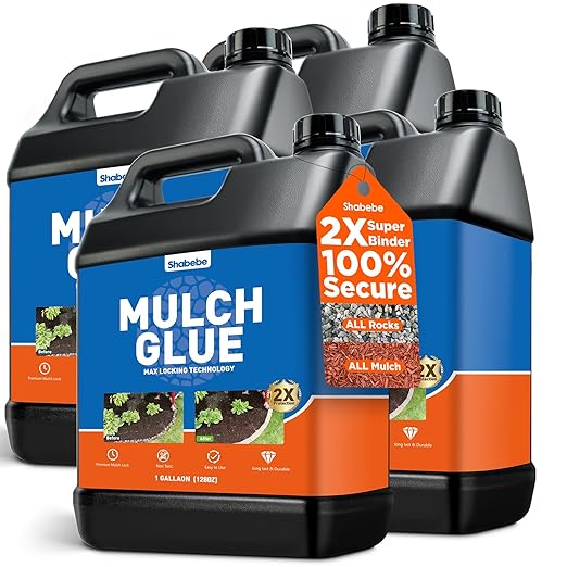 Mulch Glue, Rock Binder for Landscaping Strong Adhesion of Pea Gravel Stabilizer Resin Binder, Weather-Resistant Lock Gravel Binder for Pebble,Pine Straw, Landscape Edging (4Gallon Mulch Glue)
