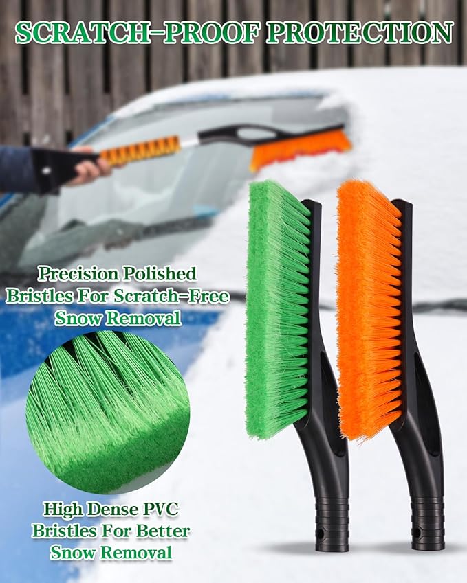 2 Pack 27" Car Snow Brush and Ice Scraper, Detachable Scratch Free Ice Scraper with Ergonomic Foam Grip, Winter Snow Removal Tool for Car Windshield