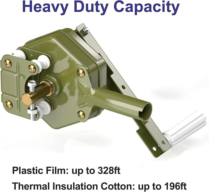 Greenhouse Side Manual Roll Up, Self Locking Roll Up Unit, Hand Crank Film Winder Roller for Greenhouse Plastic Film Livestock Curtain Ventilation, Adjustable Handle, Max. 328ft