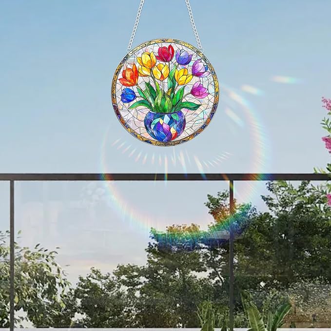 Sun Catchers Indoor Window, Acrylic Rainbow Suncatcher Window Hanging Decoration for Living Room Bedroom Summer Home Balcony Ornaments Decoration
