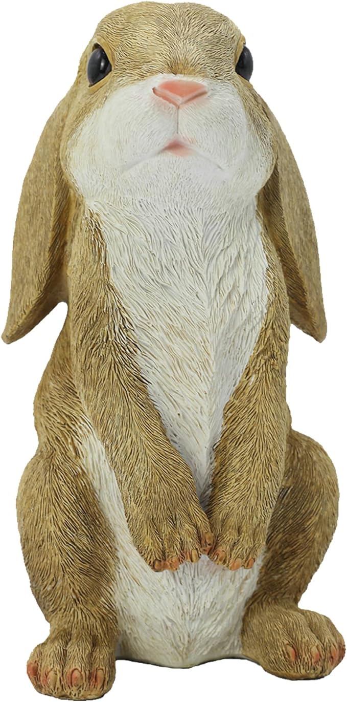 JORAE Standing Rabbit Statue Curious Easter Bunny Outdoor Garden Statues Patio Yard Home Decorations Sculpture Mustard, 8.5In, Polyresin