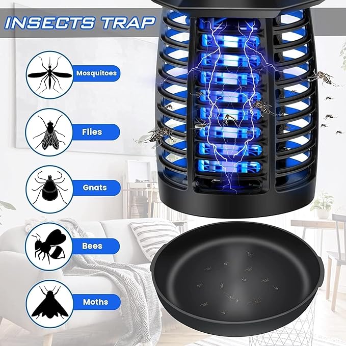 Bug Zapper, 3000V High Powered Mosquito Fruit Fly Zappers Killer, Insect Fly Swatter Zapper Mosquito Trap Outdoor, Fly Traps, Gnat Killer for Indoor, Home, Garden, Backyard