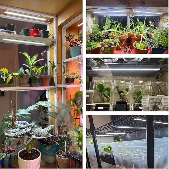 Wiaxulay Grow Lights for Indoor Plants, Full Spectrum 6000K Plant Light for Indoor Plants, LED Grow Light Strips with Auto Timer 6/12/16Hrs, 5 Dimmable Levels, 3 Switch Modes for Hydroponics Seedling