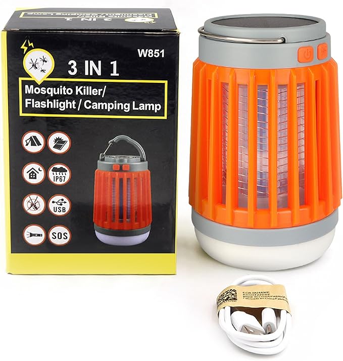 Fuzebug Buzz Blast Pro Mosquito Killer Solar Bug Zapper Outdoor Waterproof and Indoor Buzz Blast Pro Bug Zapper Buzzbug Light Flashlight Camping Buzzblast Mosquito Killer LED Light (Orange)