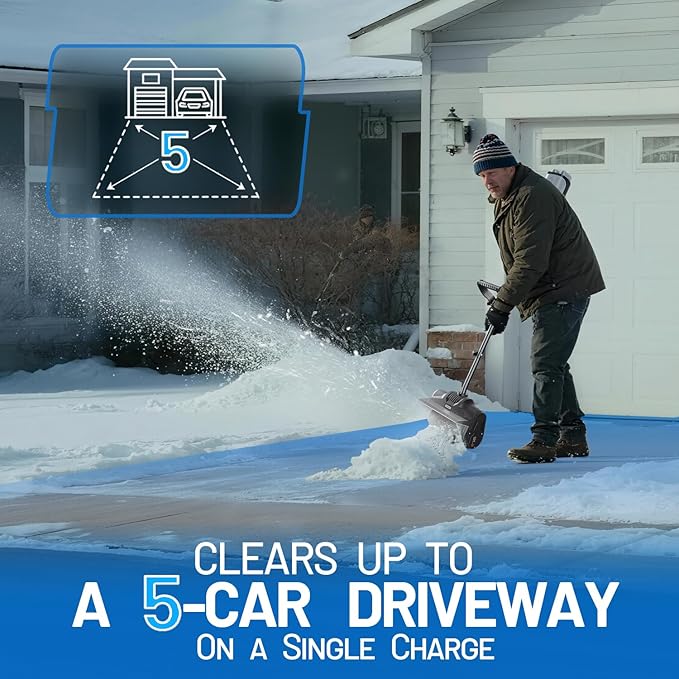 Litheli Cordless Snow Shovel, 40V 12'' Brushless Electric Snow Blower for Driveway, Battery Powered Snow Thrower, 4.0Ah Battery Included