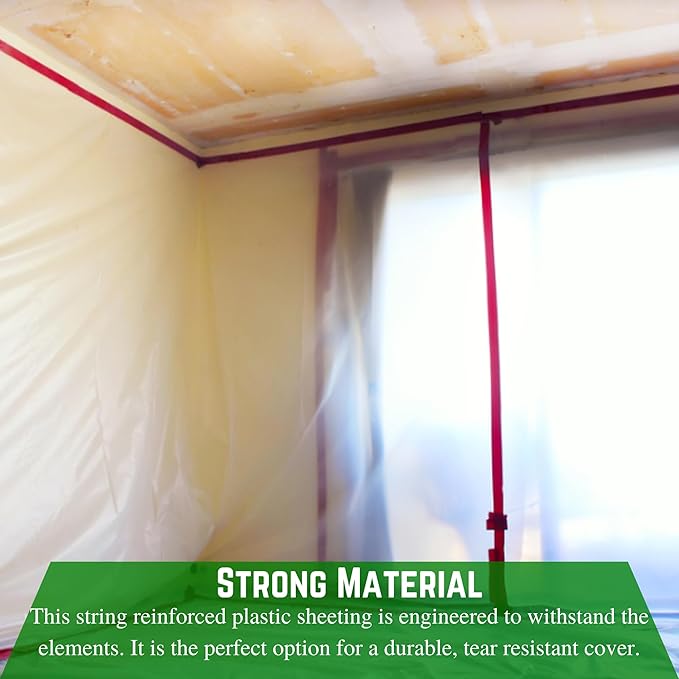 Farm Plastic Supply - Dura Skrim String Reinforced Clear Plastic Sheeting - 6 Mil - (16' x 100') - Reinforced Poly Film Tear Resistant, Weatherproof, Vapor Barrier Polyethylene Roll for Construction