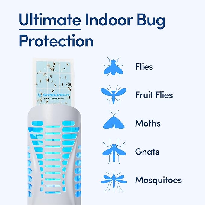 Flying Insect Trap for Home - Indoor Fly, Gnat, and Mosquito Killer with UV Light - Non-Toxic Fruit Fly Traps for Indoors - Easy Bug Catcher for Any Room - Includes 1 Device & 5 Sticky Pads