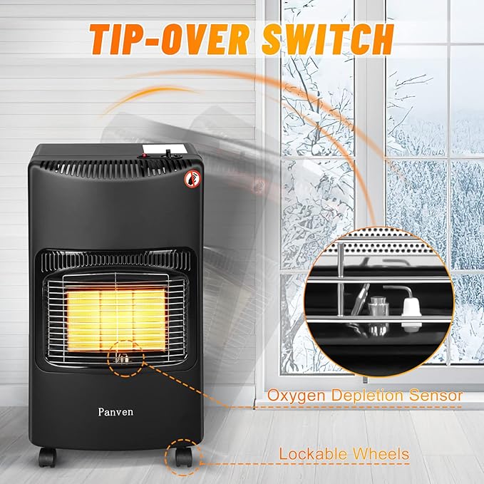 Patio Propane Heater, 18,000 BTU Portable Gas Infrared Heaters for Outdoor Use, Suitable for 20lb 30lb Propane