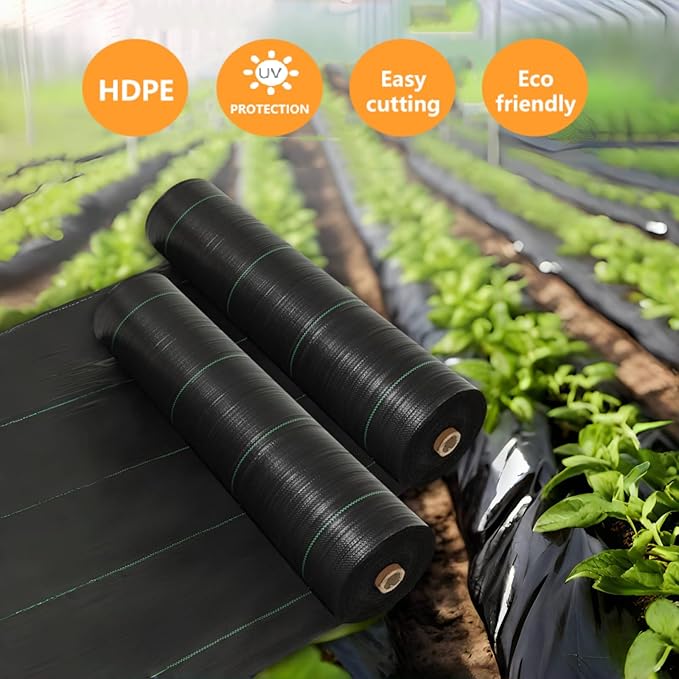 2PCS 3Ftx50Ft Weed Barrier Landscape Fabric, 3.2oz Weed Block Fabric Heavy Duty, Easy Setup Weed Blocker, Weed Control Cloth for Outdoor Gardens Farming Landscaping