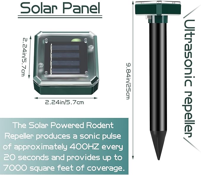 12 Pcs Mole Repellent for Lawns Solar Powered Mole Repeller Ultrasonic Gopher Repellent Waterproof Outdoor Snake Stakes Spikes for Yard Garden Gophers Groundhogs Voles Rodent (Small)