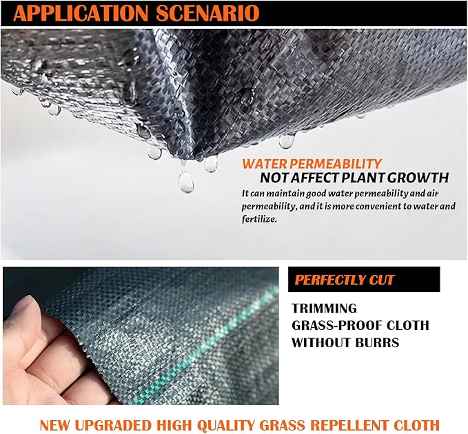 6 Size Weed Barrier Landscape Fabric Heavy Duty Gardening Weed Control Mat,Woven Weed Cloth Geotextile Fabric for Landscaping Driveway Farm Greenhouse (6x100FT)