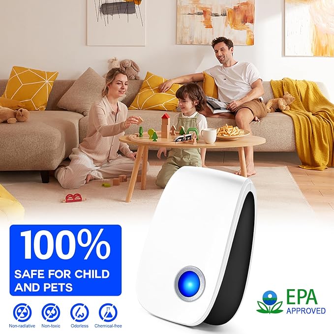 Upgraded Ultrasonic Repellent, Indoor Ultrasonic and Repellent for Roach, Rodent, Mouse, Bugs, Ant, Mosquito, Mice, Spider, Electronic Plug in Pest Control (8 Pack) (8)