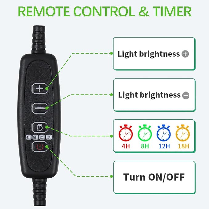 GYTF LED Grow Light, 6000K White Full Spectrum Pot Plant Light for Indoor Plants, Gooseneck Clip-on Plant Lamp with Dimmable, Auto ON/Off 4 8 12 18Hrs for Succulents Small Houseplants