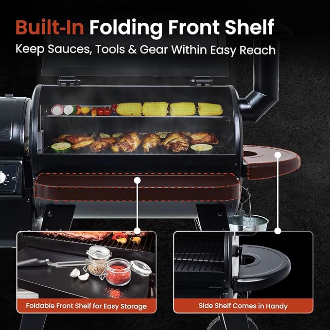 Z GRILLS ZPG-450A Wood Pellet Grill & Smoker with PID V2.1 Controller, 459 Sq in Cook Area, Meat Probe, Foldbale Shelf, 8 in 1 BBQ Grill Outdoor Auto Temperature Control, Black