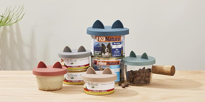OHMO 2 Pack Dog Food Can Lids, (3,12, 14oz etc.) Universal Size BPA Free Silicone Covers for Cat and Pet Food, Light Blue